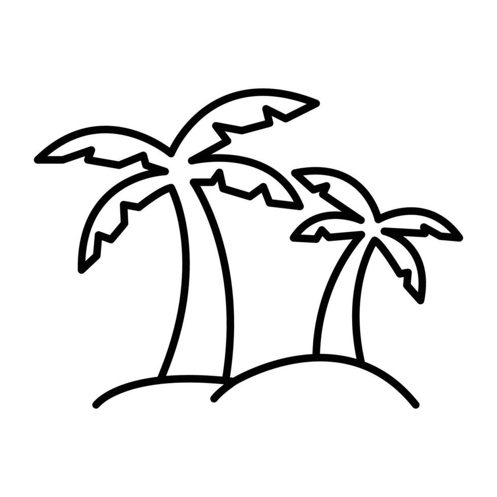 Palm tree icon. Simple outline style. Tropical, coconut, summer concept. Thin line symbol. Vector illustration isolated.