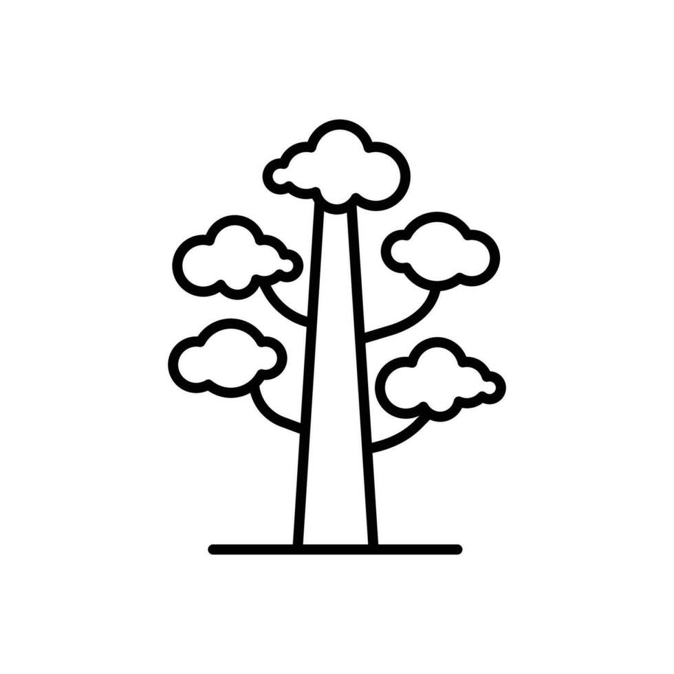 Tree icon. Simple outline style. Forest plant, trunk. leaf, branching tree, branch, nature concept. Thin line symbol. Vector illustration isolated.