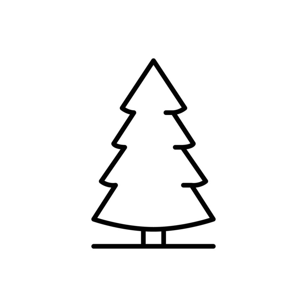 Pine tree icon. Simple outline style. Spruce, fir, evergreen, timber, cedar, forest concept. Thin line symbol. Vector illustration isolated.