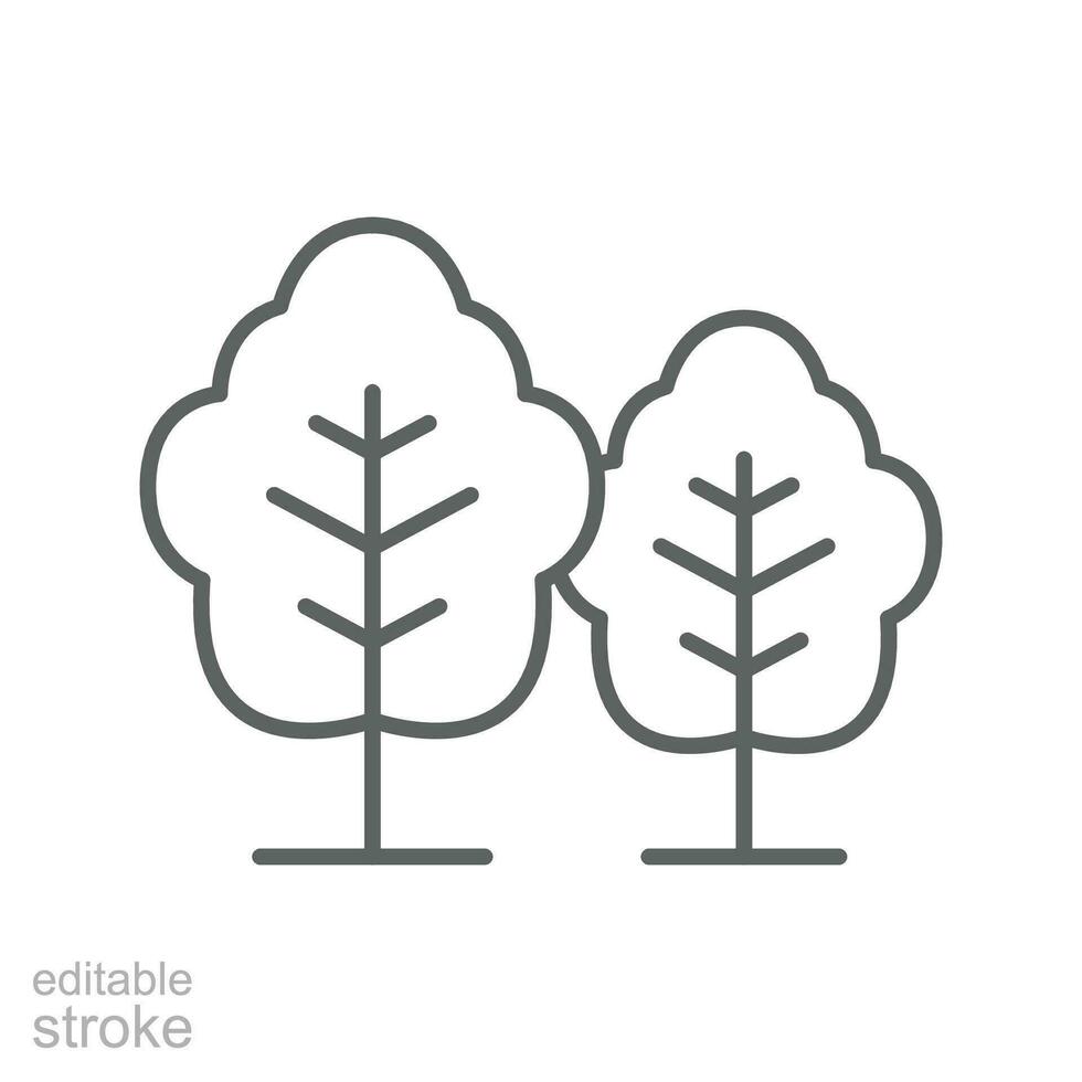The group of trees icon. Simple outline style. Biodiversity, sustainable, harmony, environment, nature, floral, forest concept. Thin line symbol. Vector illustration isolated. Editable stroke.