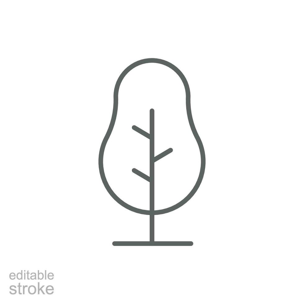 Tree icon. Simple outline style. Pine, fir, park tree, nature, forest concept. Thin line symbol. Vector illustration isolated. Editable stroke.