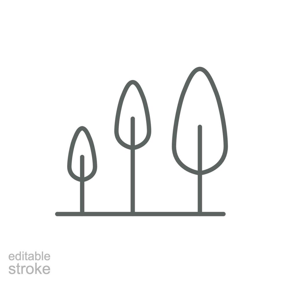 The group of trees icon. Simple outline style. Biodiversity, sustainable, harmony, environment, nature, floral, forest concept. Thin line symbol. Vector illustration isolated. Editable stroke.