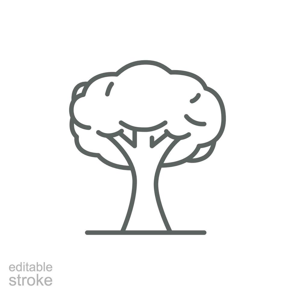 Tree icon. Simple outline style. Single tree, leaf, forest, nature concept. Thin line symbol. Vector illustration isolated. Editable stroke.