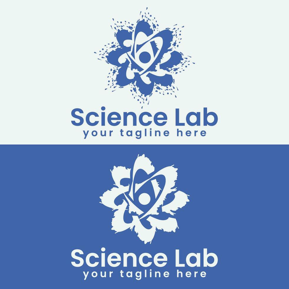 átomo Ciencias logo dignarse icono modelo con laboratorio vector ilustración