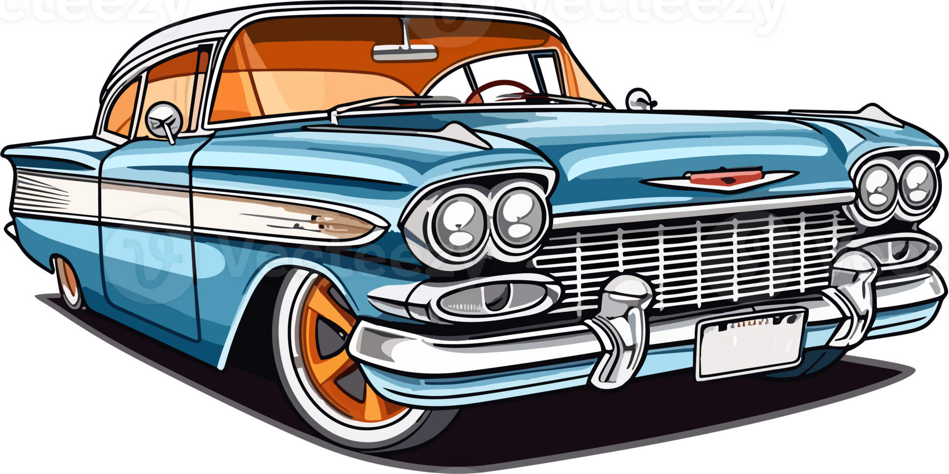 Vintage Classic Car Illustration AI Generative png