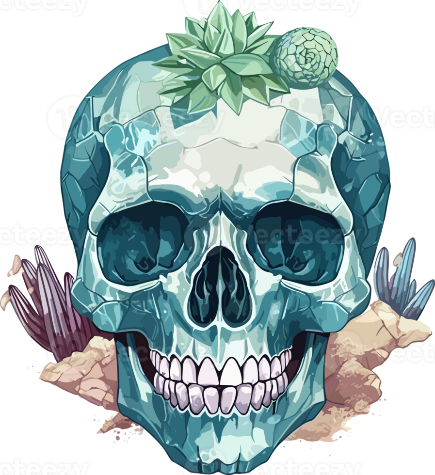 cactus cranio illustrazione ai generativo png