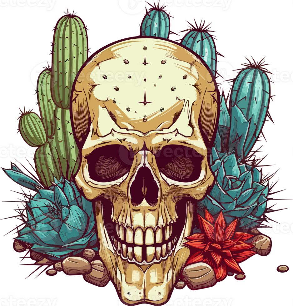 Kaktus Schädel Illustration ai generativ png