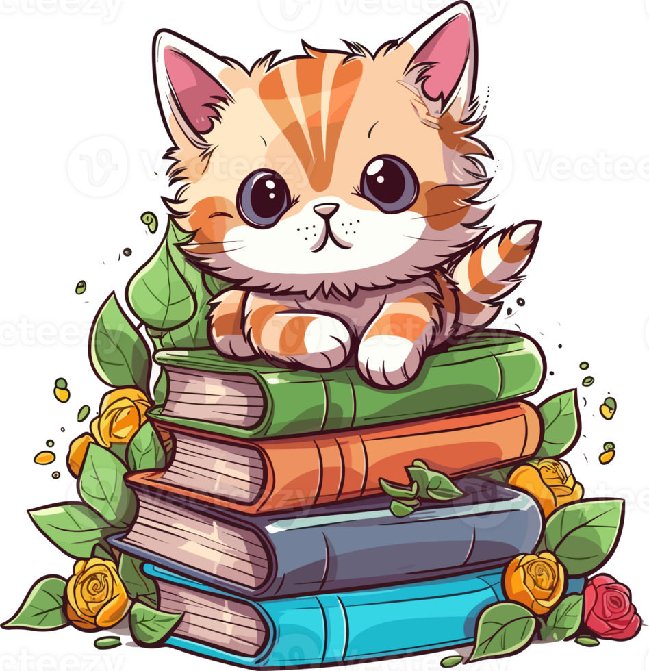 Cat with book Illustration png