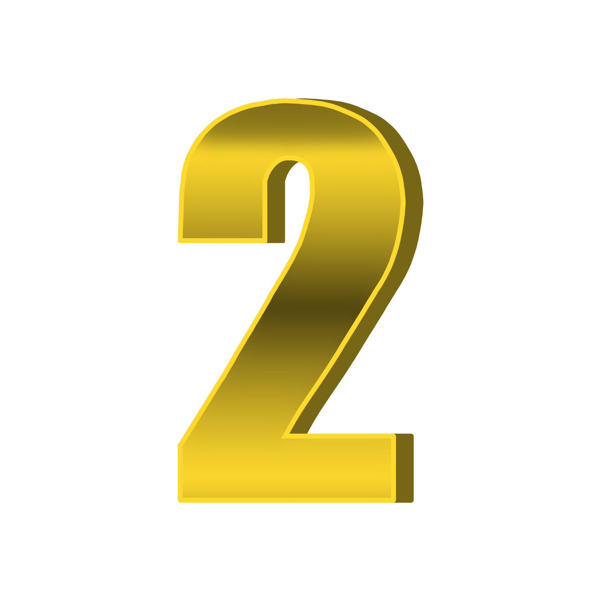 Gold Number 2 with transparent background. 31426527 PNG