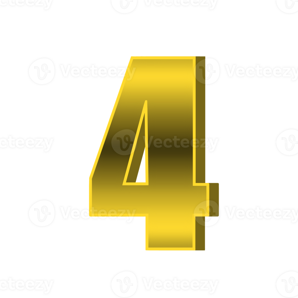 Gold Number 4 with transparent background. png
