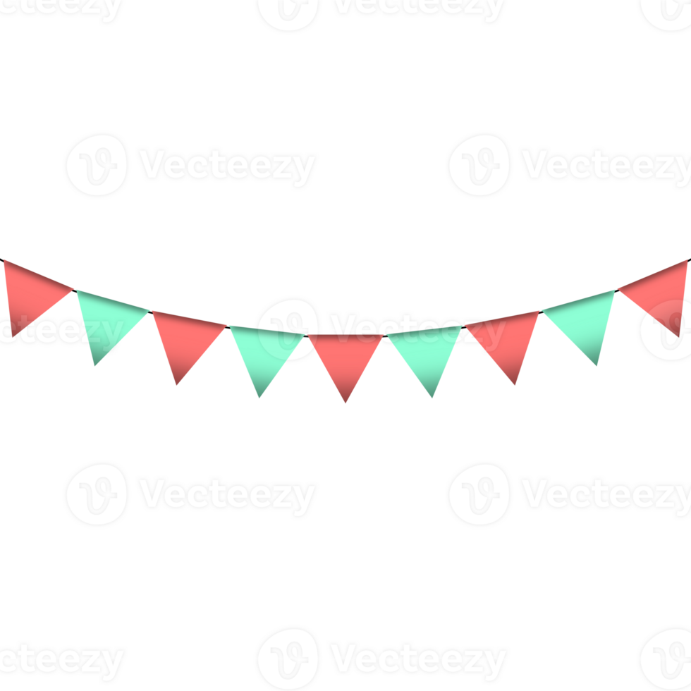 Red and green colour bunting pennants image with transparent background. png