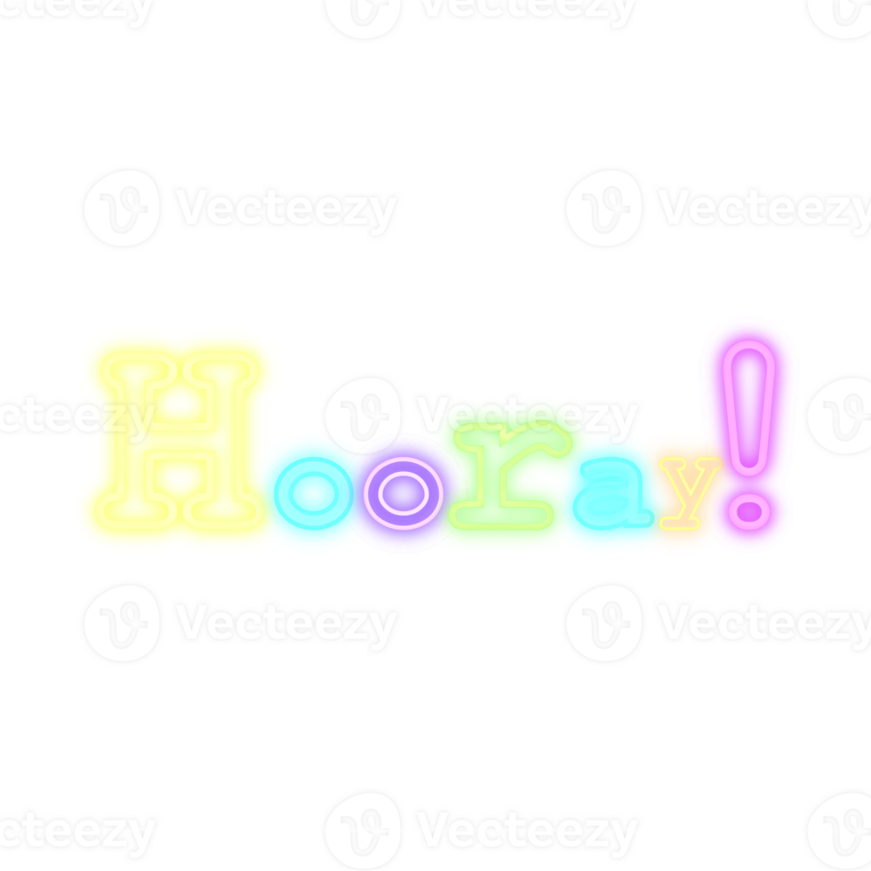Neon hooray with tranparent background. png