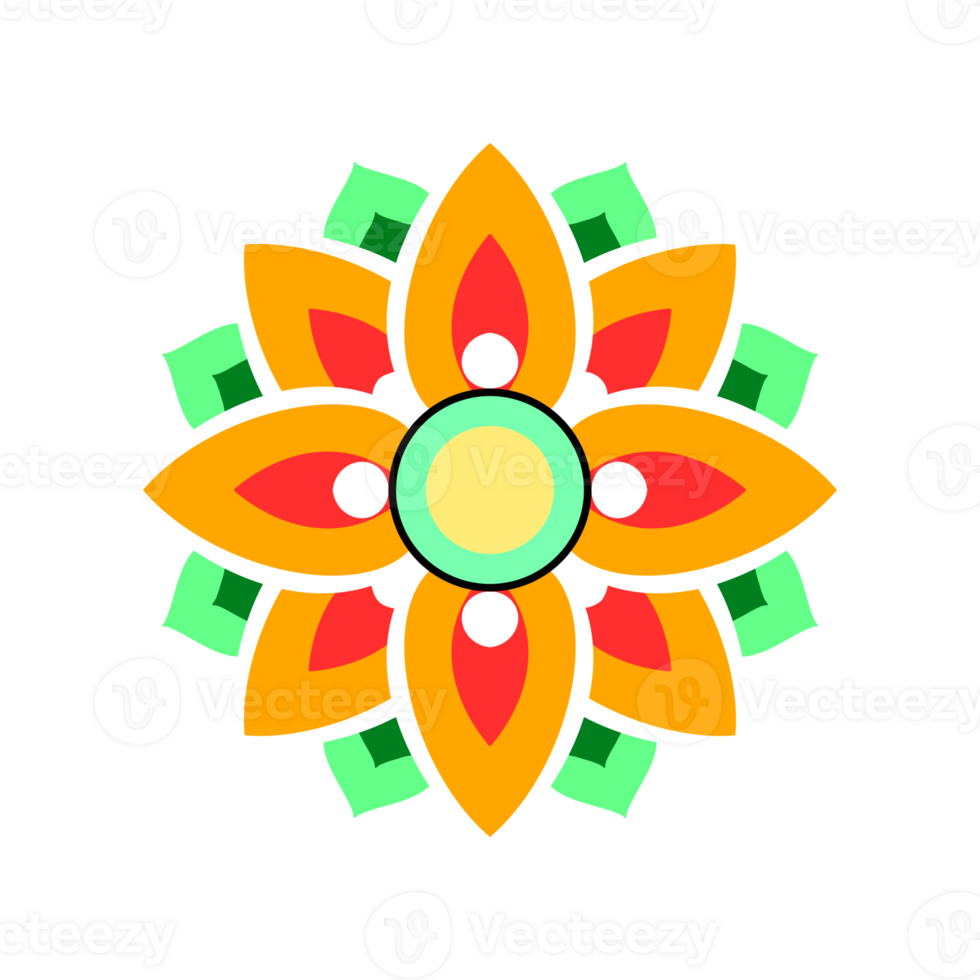 Dancheong Colored flower Korean traditional pattern. png