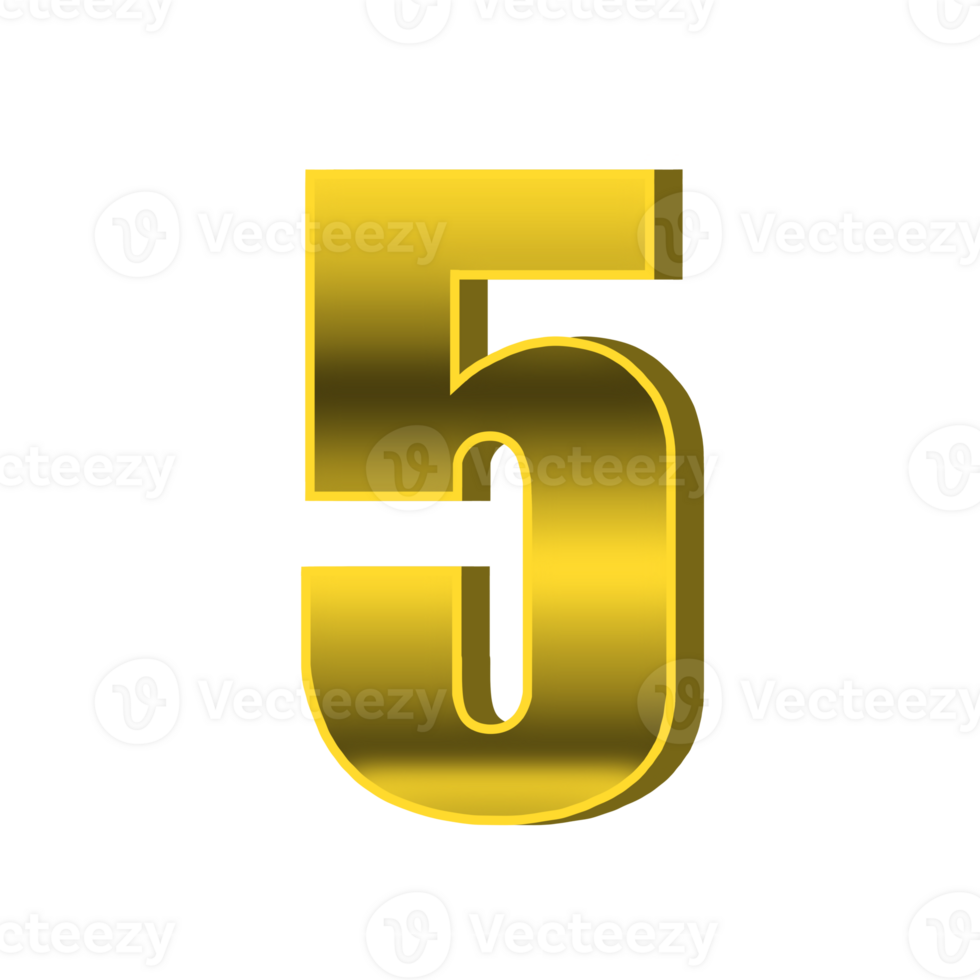 Gold Number 5 with transparent background. png