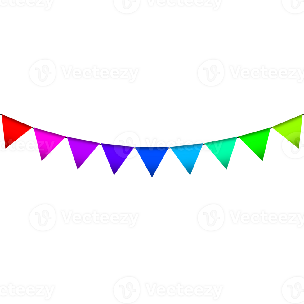 Colorful Bunting Flag Decoration image with transparent background