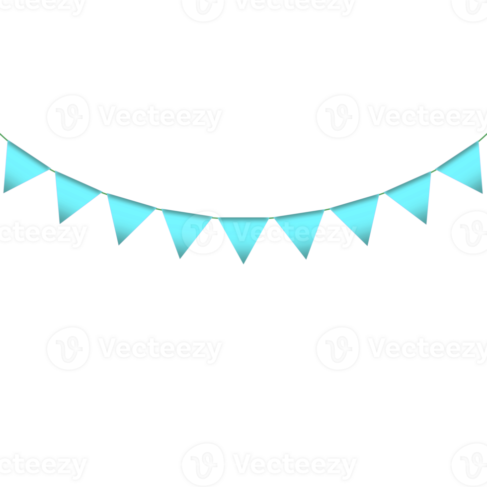 Light blue colour bunting pennants image with transparent background. png