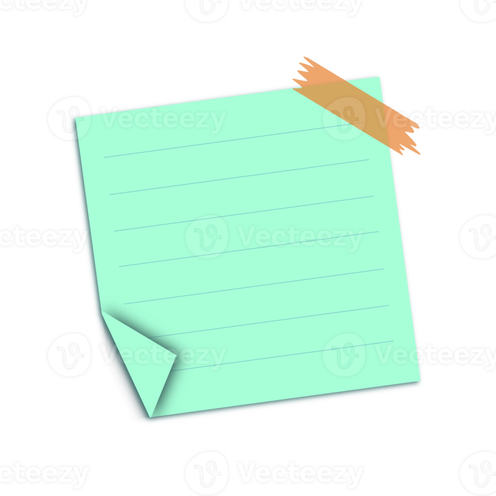 Pastel green notepaper journal sticker with transparent background. png