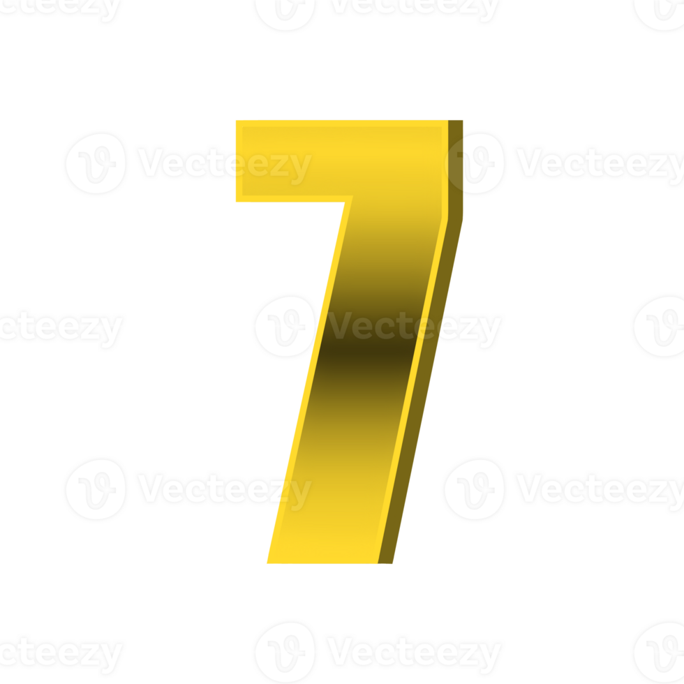 Gold Number 7 with transparent background. png