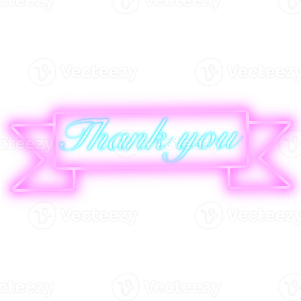 Neon thank you with tranparent background. png