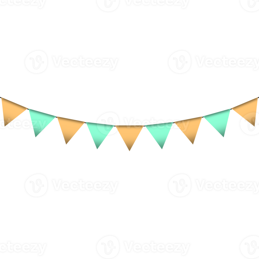Light blue and yellow colour bunting pennants image with transparent background. png