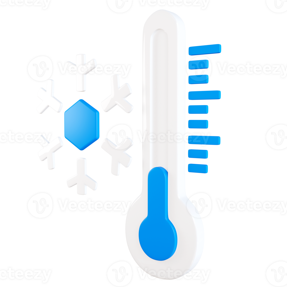 PNG file of 3D cold temperatures with illustrations of snow and cold temperatures