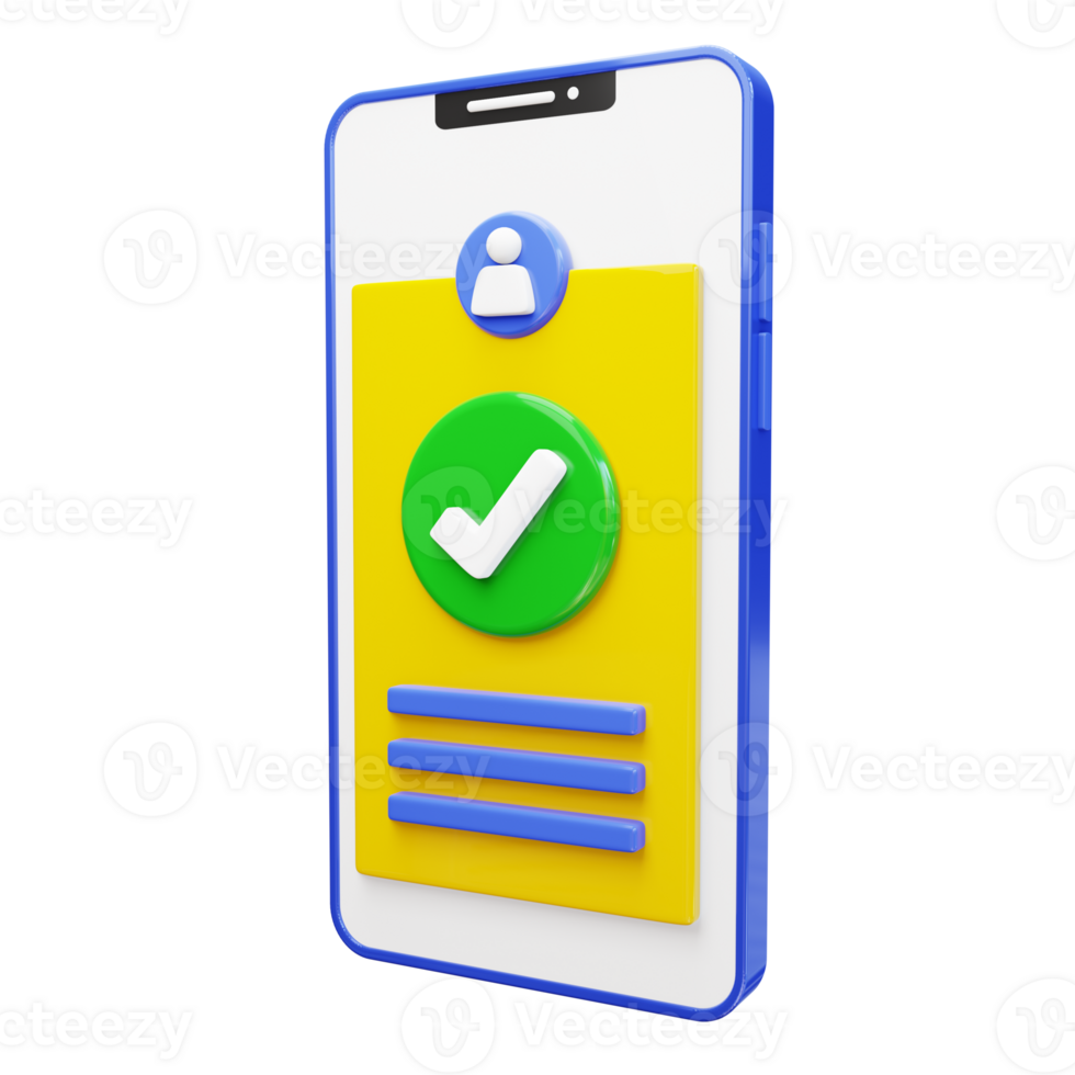 3d Verified Account on a smartphone with a checklist png