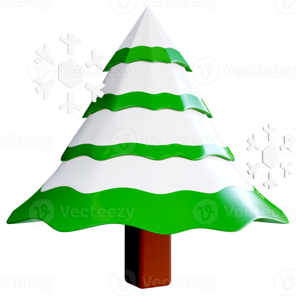 PNG file of 3D trees with snow cover in winter