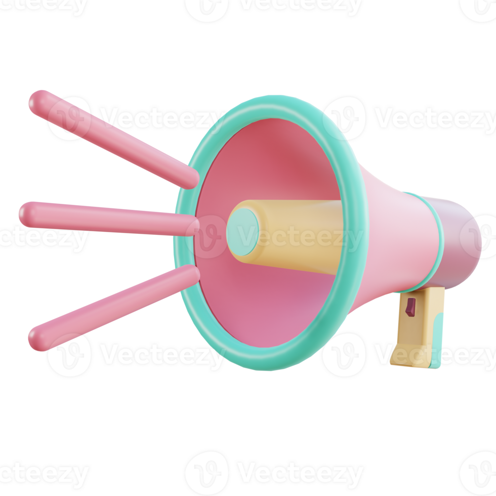 PNG file of 3d rendering object of megaphone with transparent background