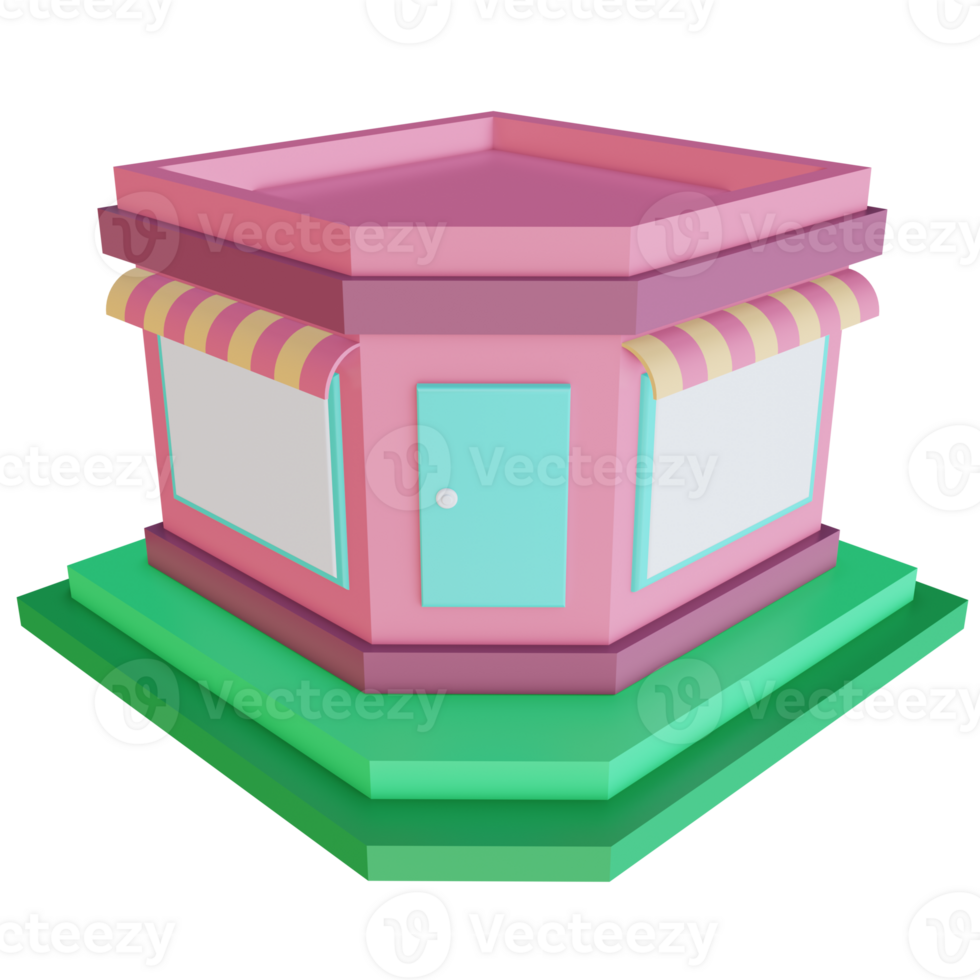 PNG file of 3d rendering object of store with transparent background
