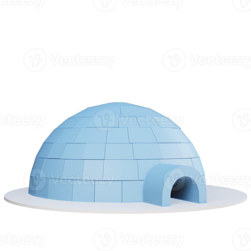 PNG file of 3D rendering of igloo illustration in the winter season