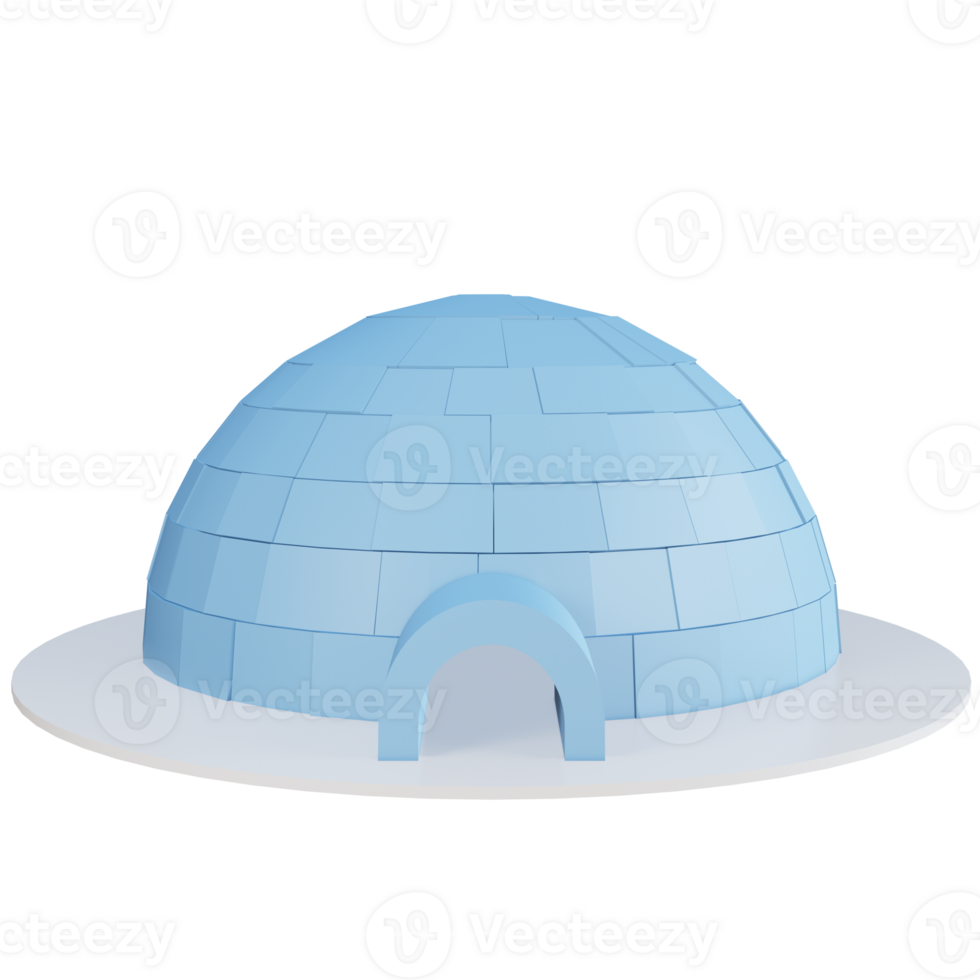 PNG file of 3D rendering of igloo illustration in the winter season