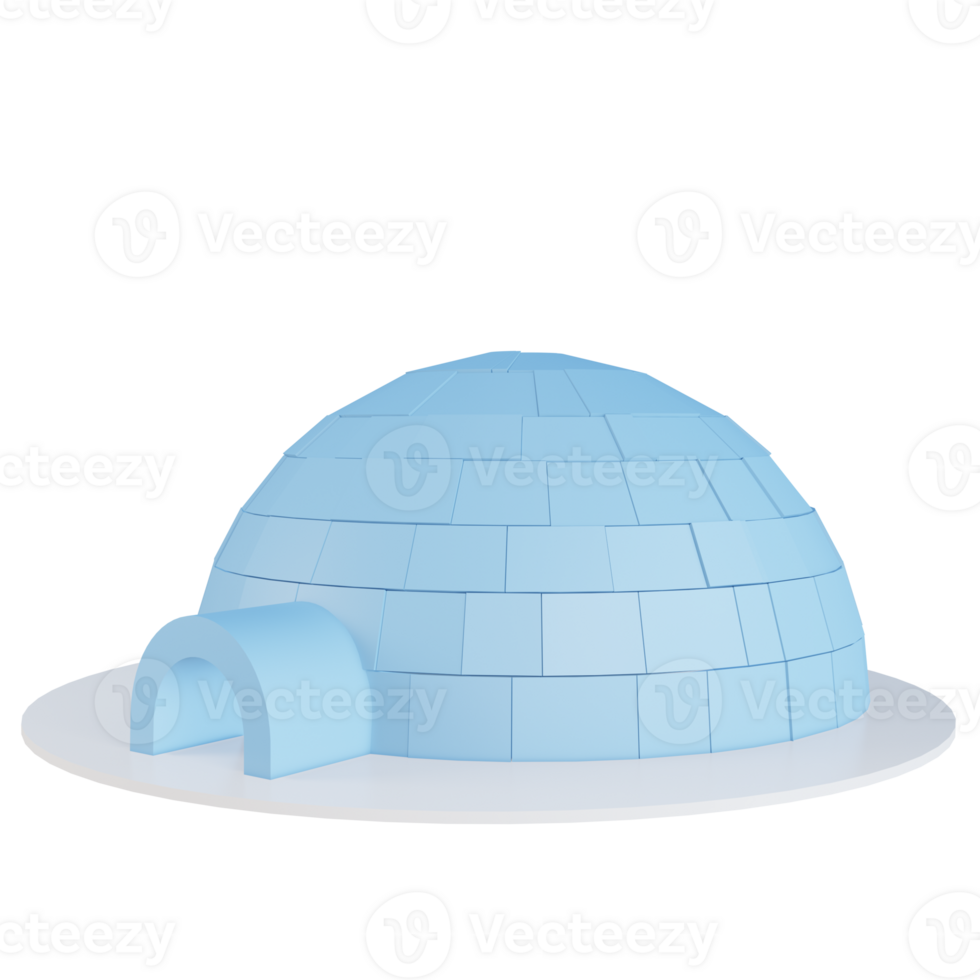 PNG file of 3D rendering of igloo illustration in the winter season