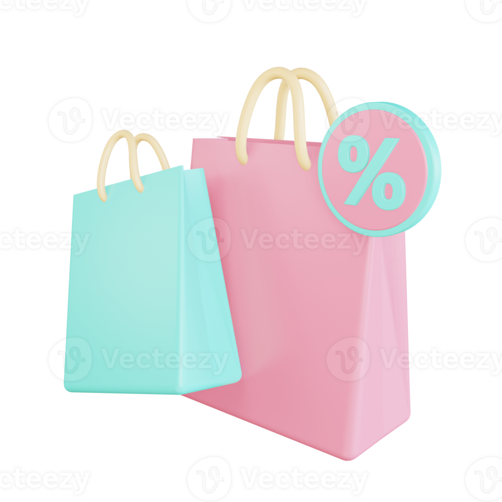 PNG file of 3d rendering object of shopping bag with transparent background