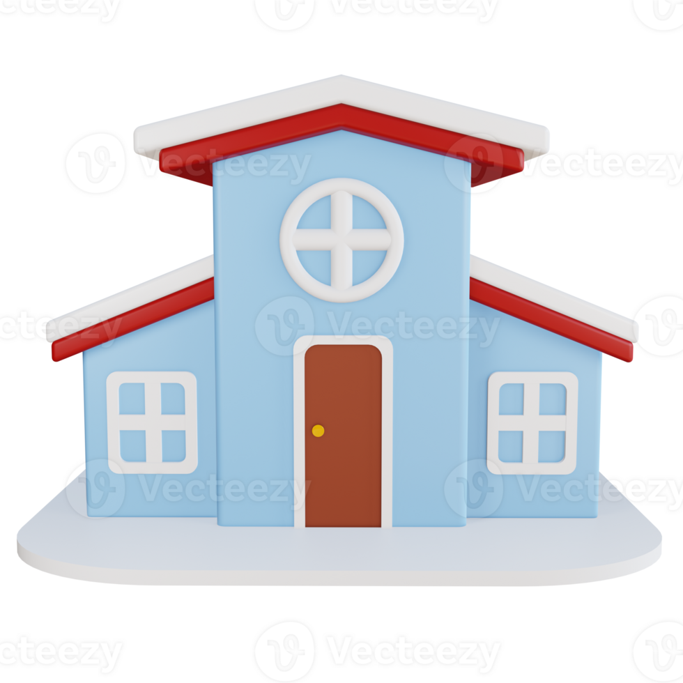 PNG file of 3D rendering of the house covered in snow in winter