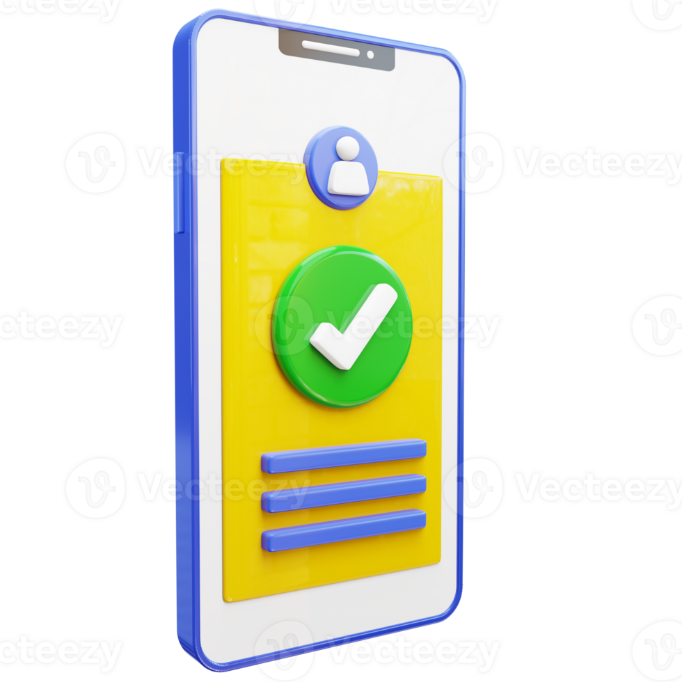 3d Verified Account on a smartphone with a checklist png