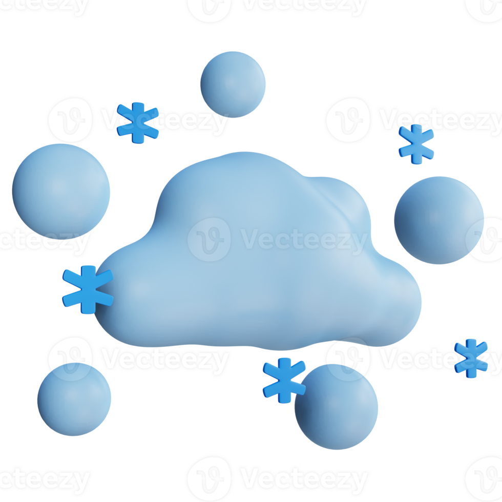 png fichier de 3d des nuages dans hiver avec chute neige et cristal neige