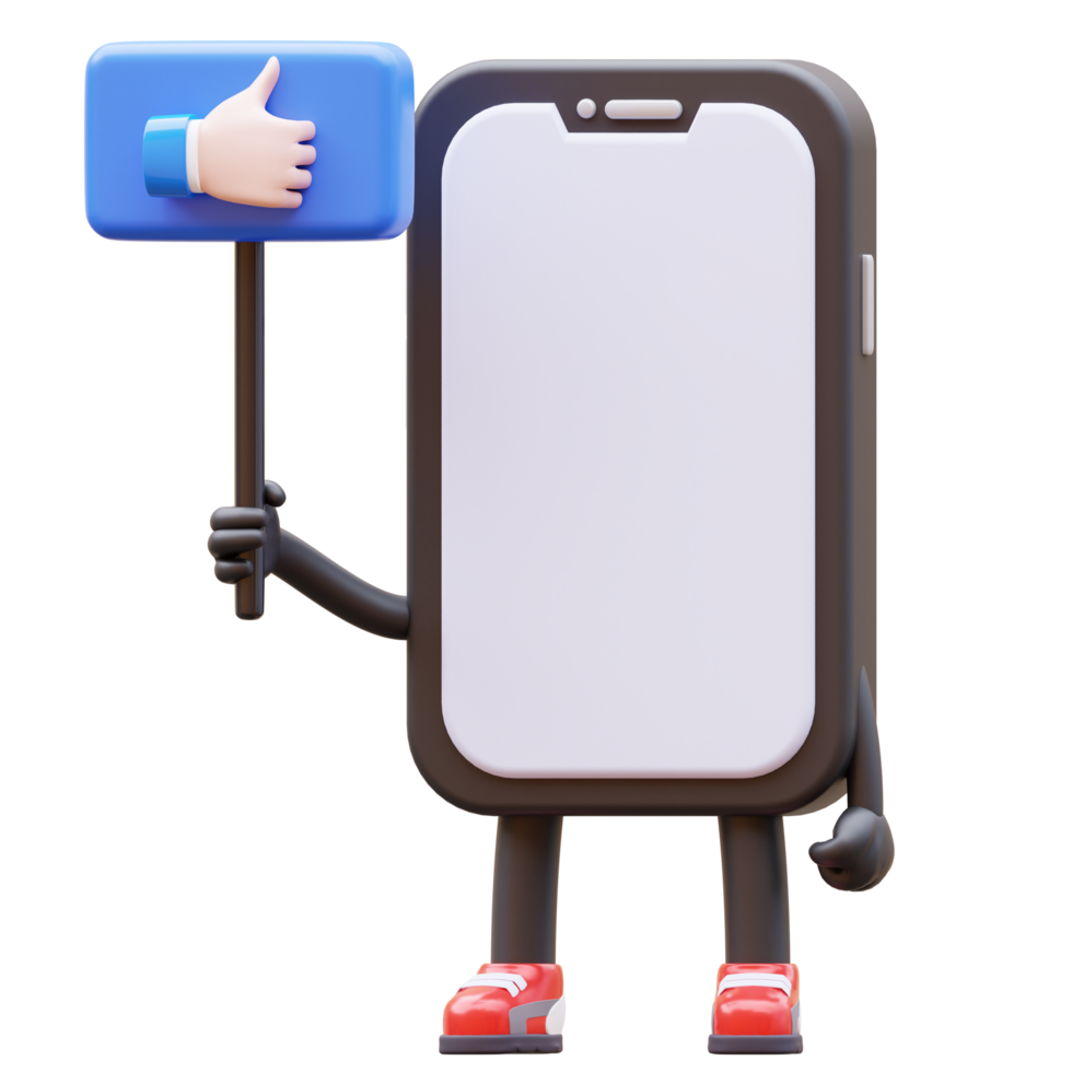 3D Money Coin Character Holding Like Sign png