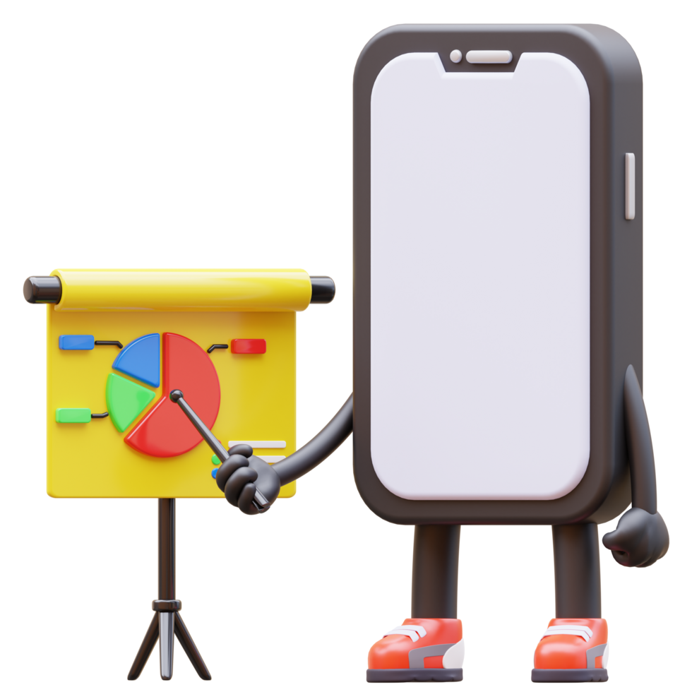 3D Money Coin Character doing Presentation png