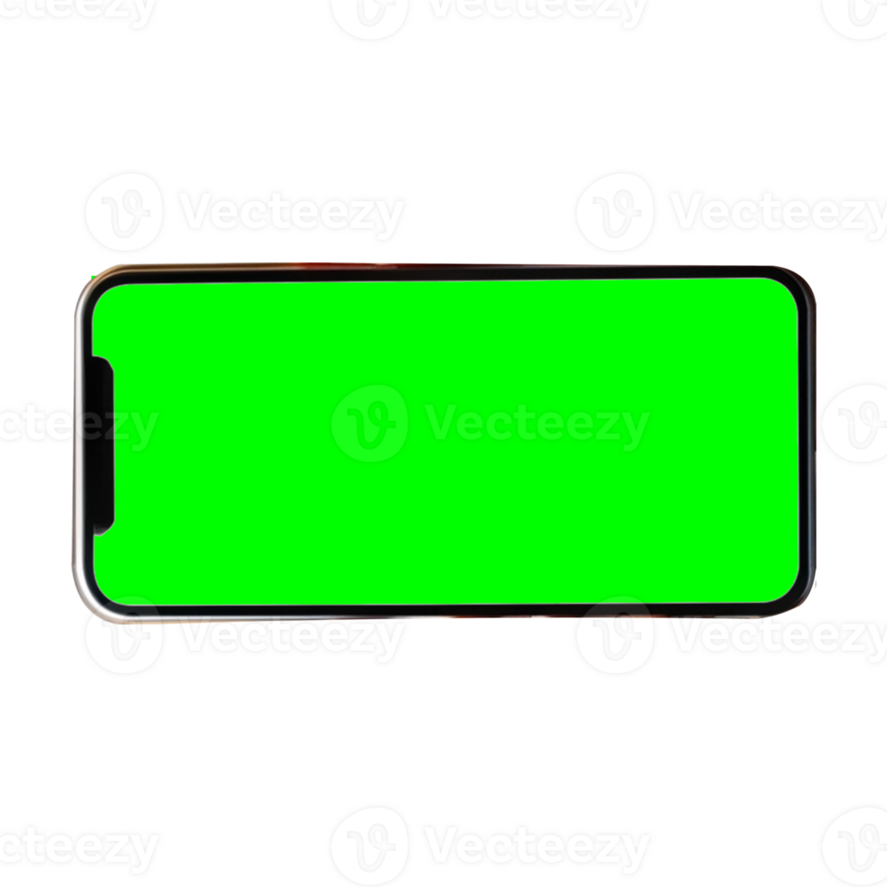 App demonstration mockup. Realistic mobile phone frame only, mockup with green chroma key screen, cellphone app template. png