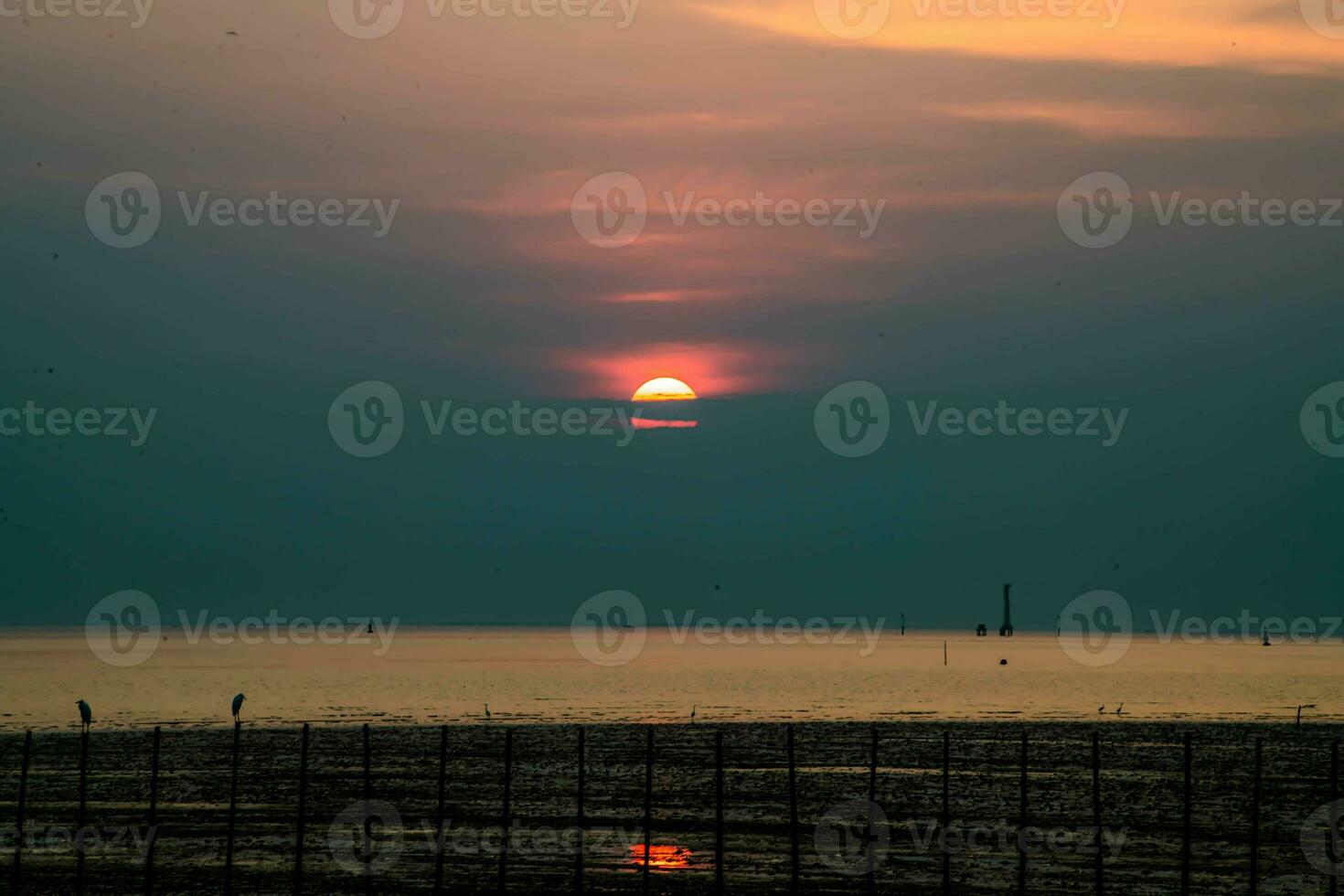 hermosa paisaje de puesta de sol en el noche con diferente tono fondo, bueno para general propósitos. foto