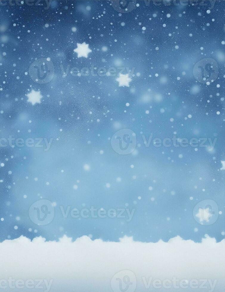 falling snowflakes, bokeh snowflakes on blue background illustration photo