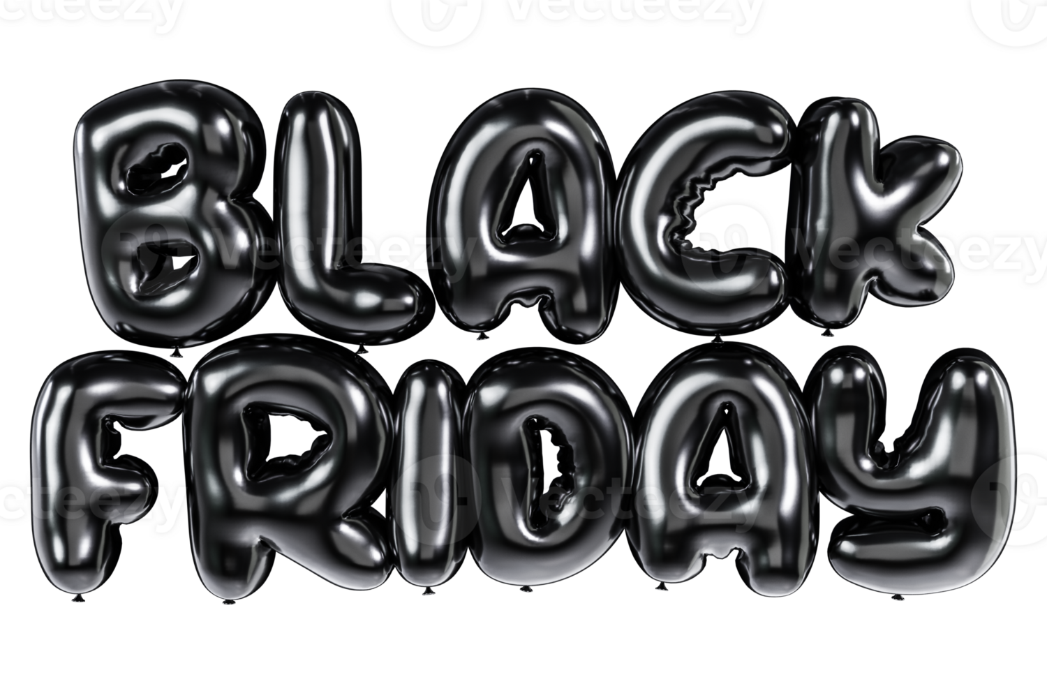 Black Friday. Black letters in balloon style. Front view. 3D letters png