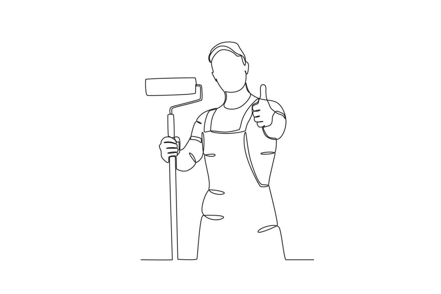 A man finishes painting well vector