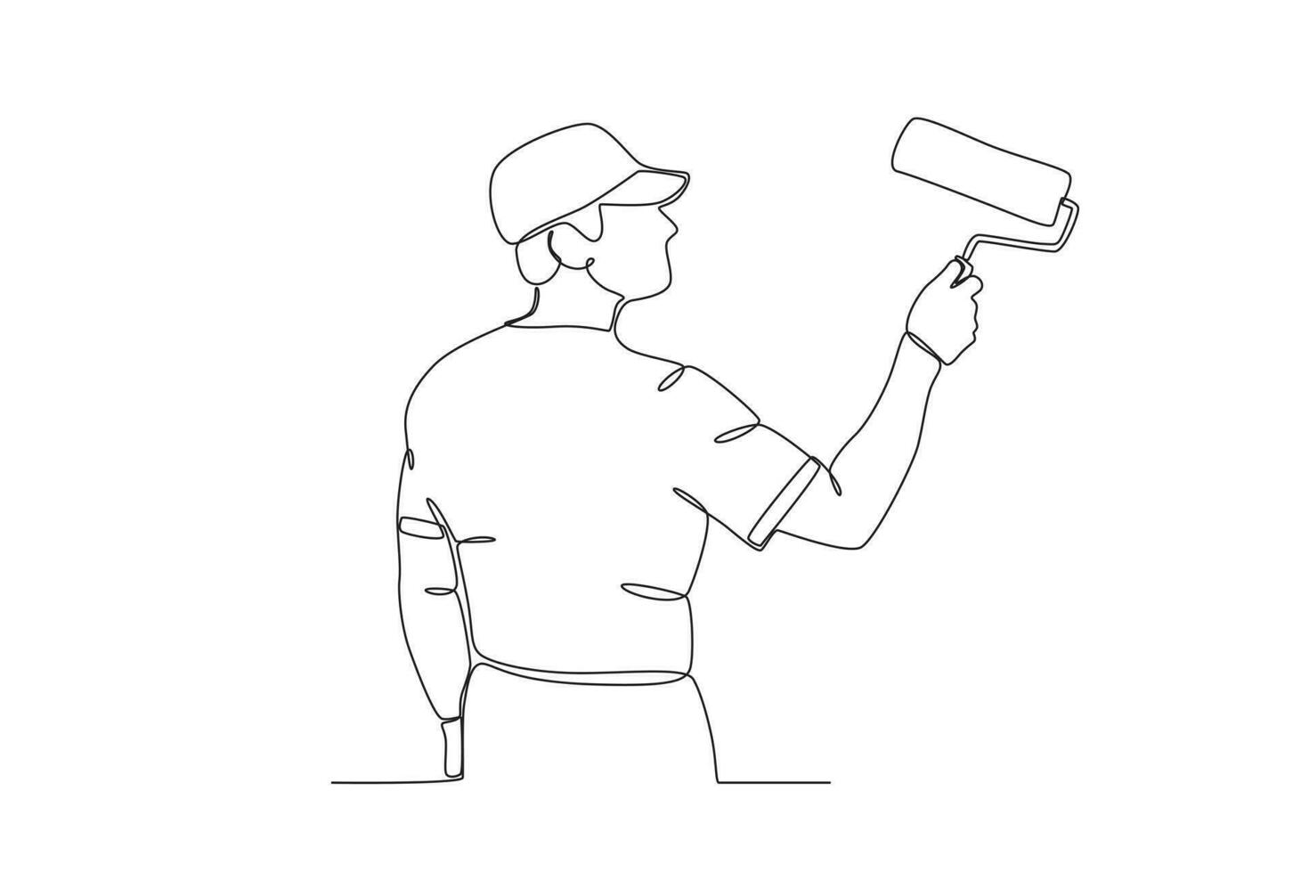 Side view of a man painting vector