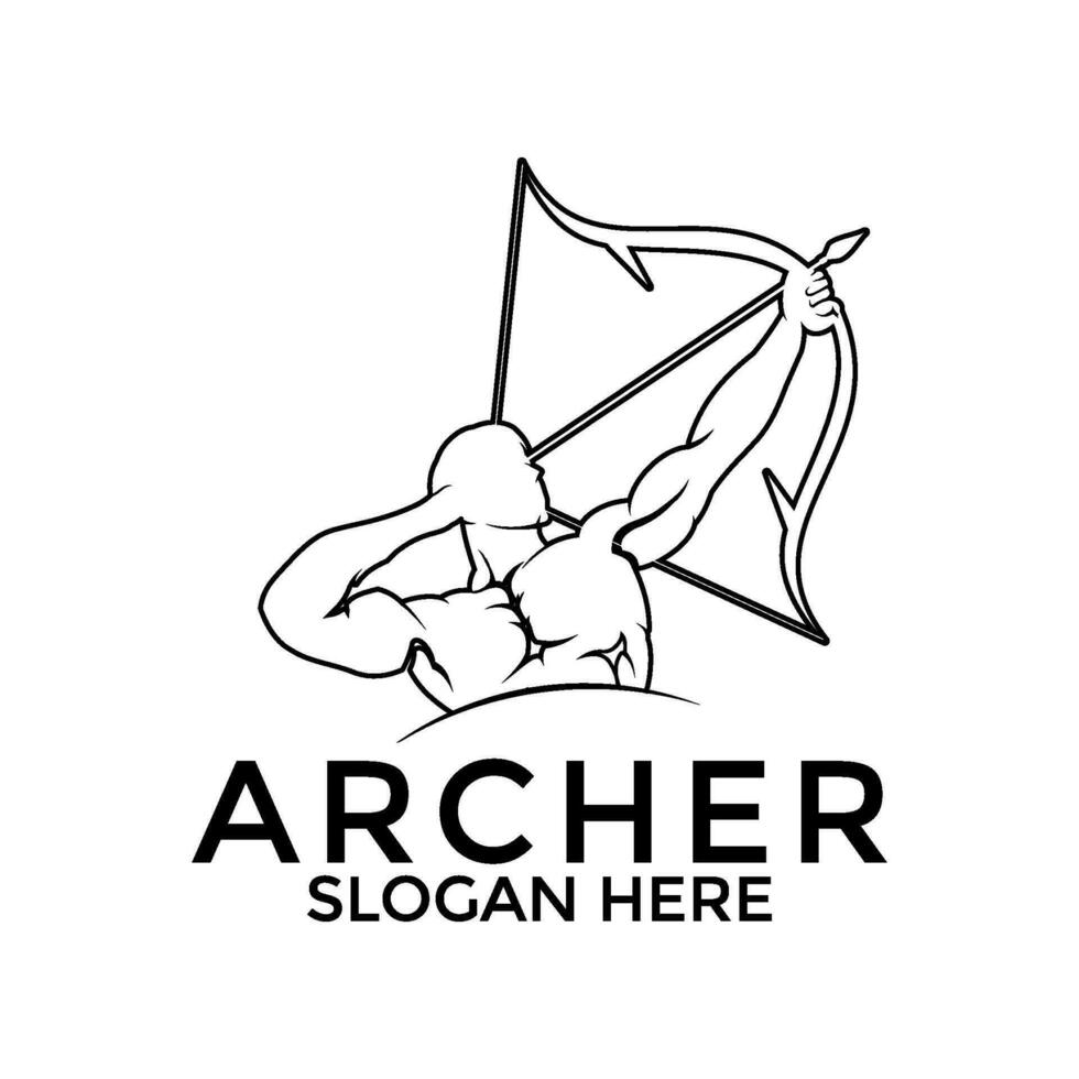 archer logo vector, creative archer line art logo design template vector