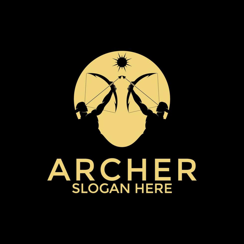 archer sun logo vector, creative archer with sun logo design template vector