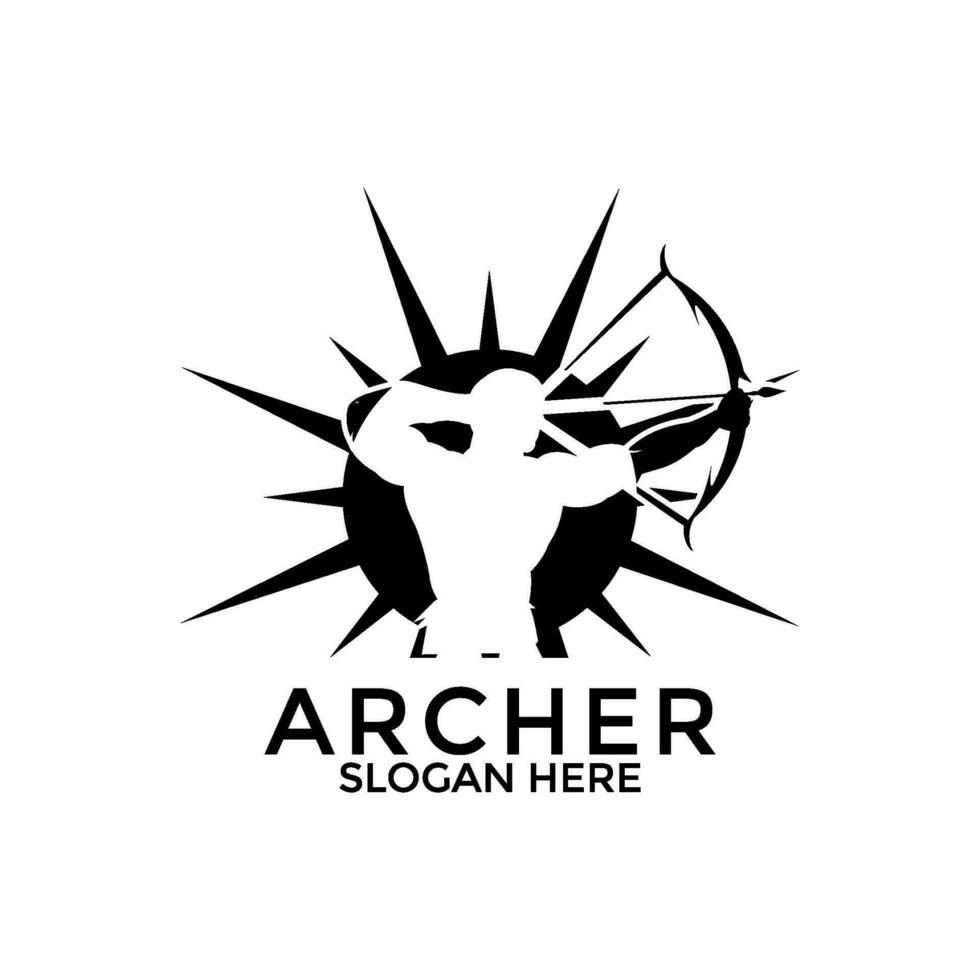archer sun logo vector, creative archer with sun logo design template vector