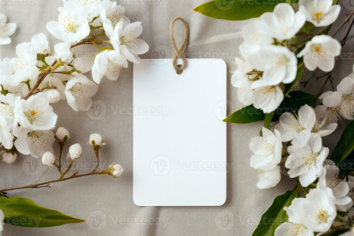 A mock-up of a white tag in white colors, an invitation to a wedding. AI generated photo