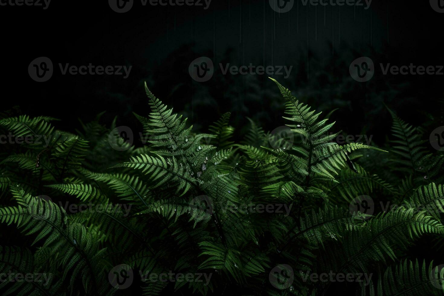 Fern leaves on a dark background. AI-Generated photo