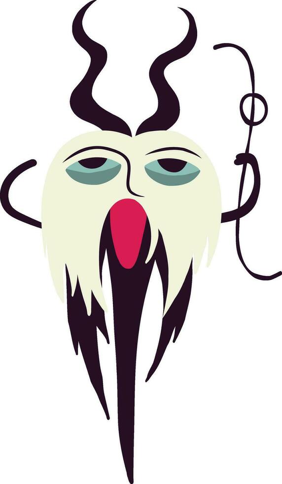 Vibrant Creepy Halloween Demon. Character with devil face. Character with devil face. Cute bizarre comic characters in modern flat hand drawn style vector